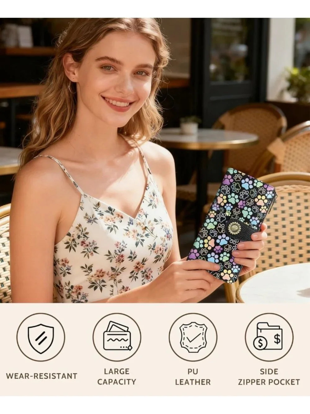 Cute Puppy Dog Paw Wallet for Women | RFID Blocking Bifold, 11 Card Slots